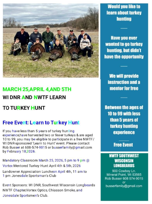 DNR & NWTF Learn to Turkey hunt Flyer image
